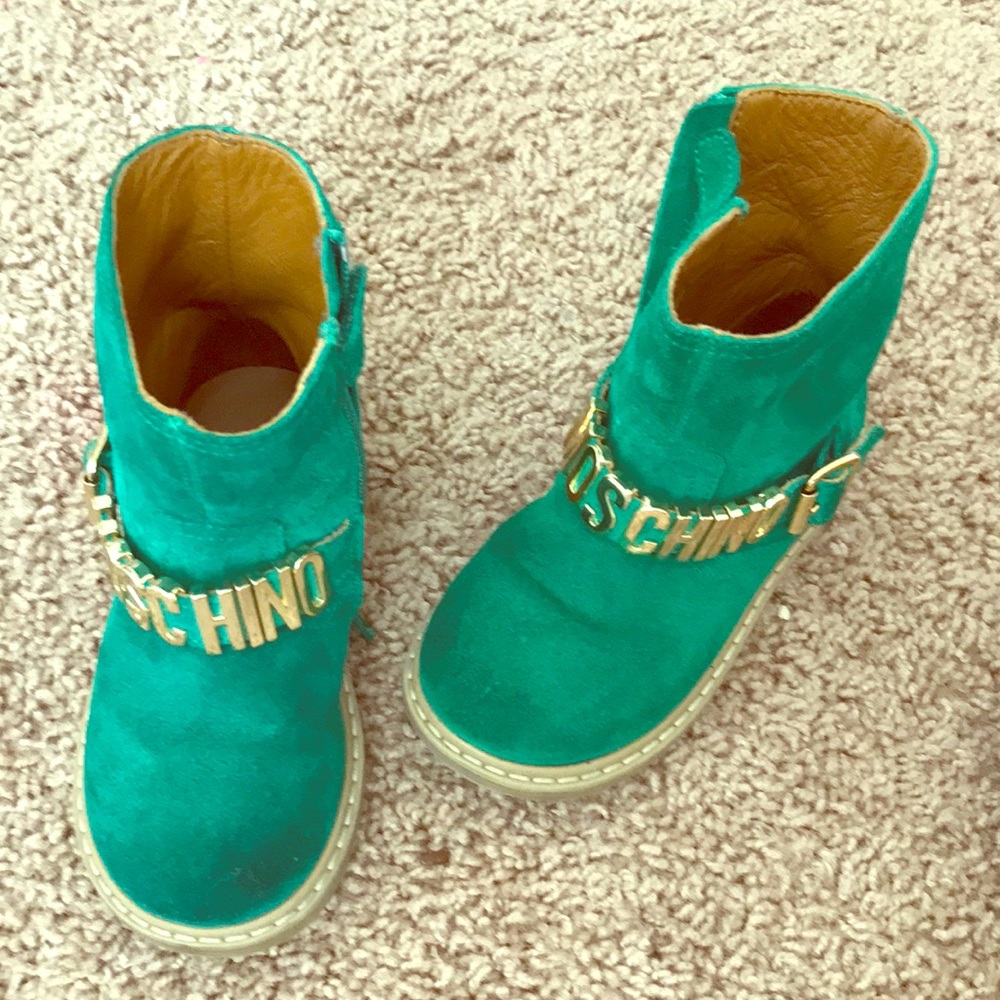 Moschino Green Leather Boots